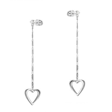 Серебряные серьги с фианитом, родий