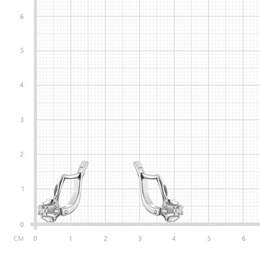 Серебряные серьги с фианитом, родий