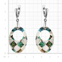 Серьги,Серебро,с вставкой Перламутр искуственный Белая,Черная,Зеленая,Синяя,Кремовый цвета,с замком Скоба,РОССИЯ