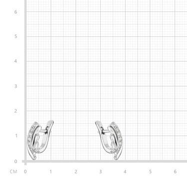 Серебряные серьги с фианитом, родий