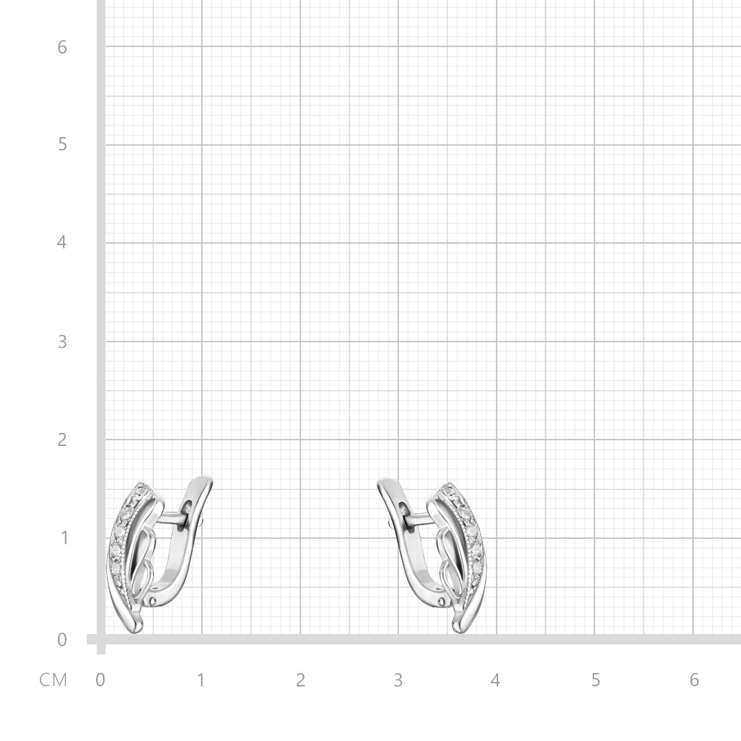 Серебряные серьги с фианитом, родий Серьги,Серебро,с вставкой Фианит,с замком Английский,РОССИЯ