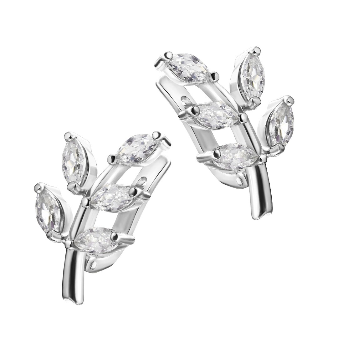 Серебряные серьги Серьги,Серебро,с вставкой Фианит Белая цвета,с замком Английский,РОССИЯ