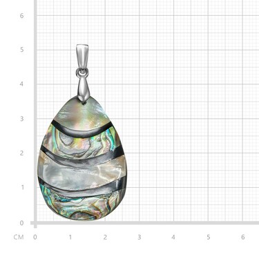 Серебряная прямоугольная подвеска с перламутром, бело-зелено-черная мозаика