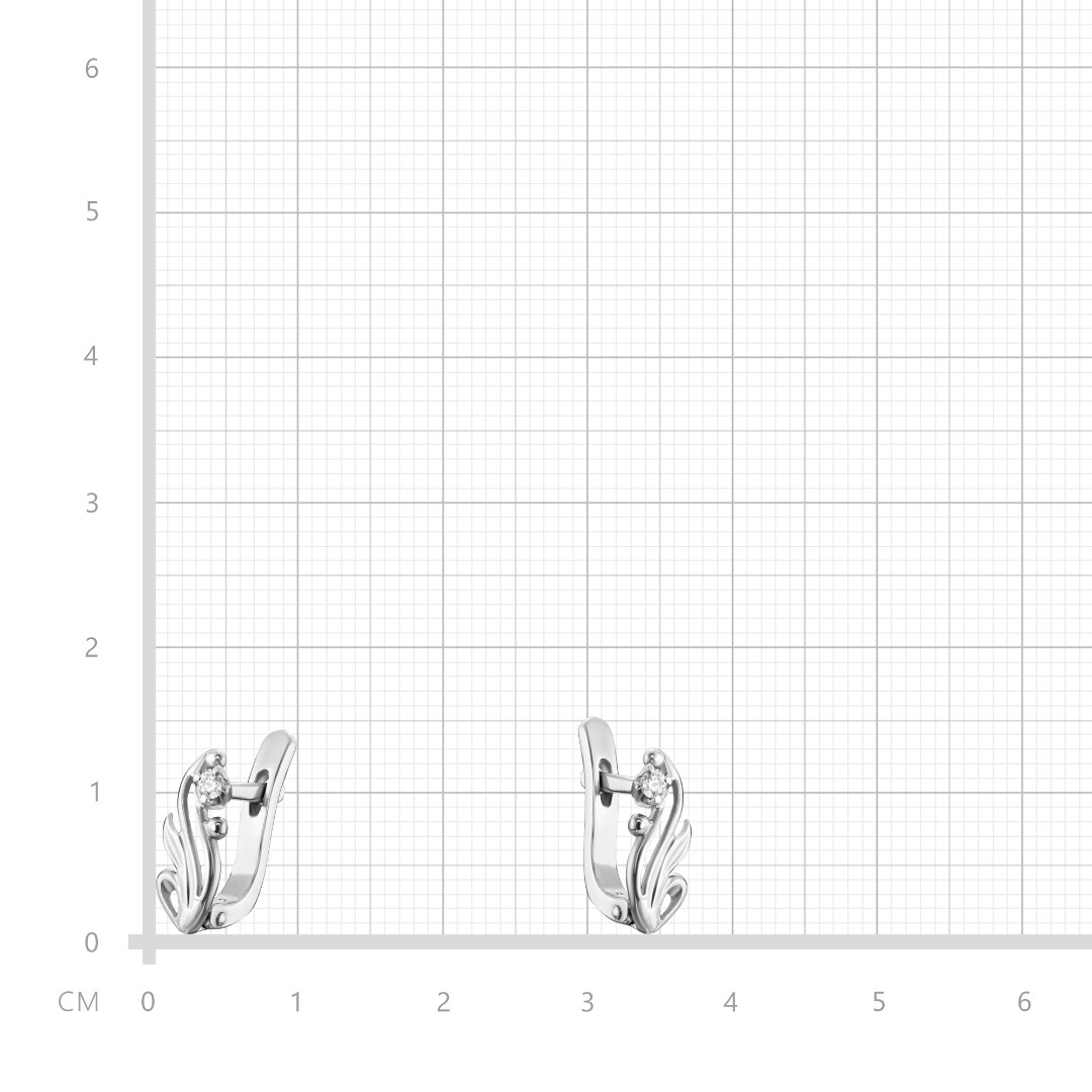 Серебряные серьги с фианитом, родий Серьги,Серебро,с вставкой Фианит,с замком Английский,РОССИЯ