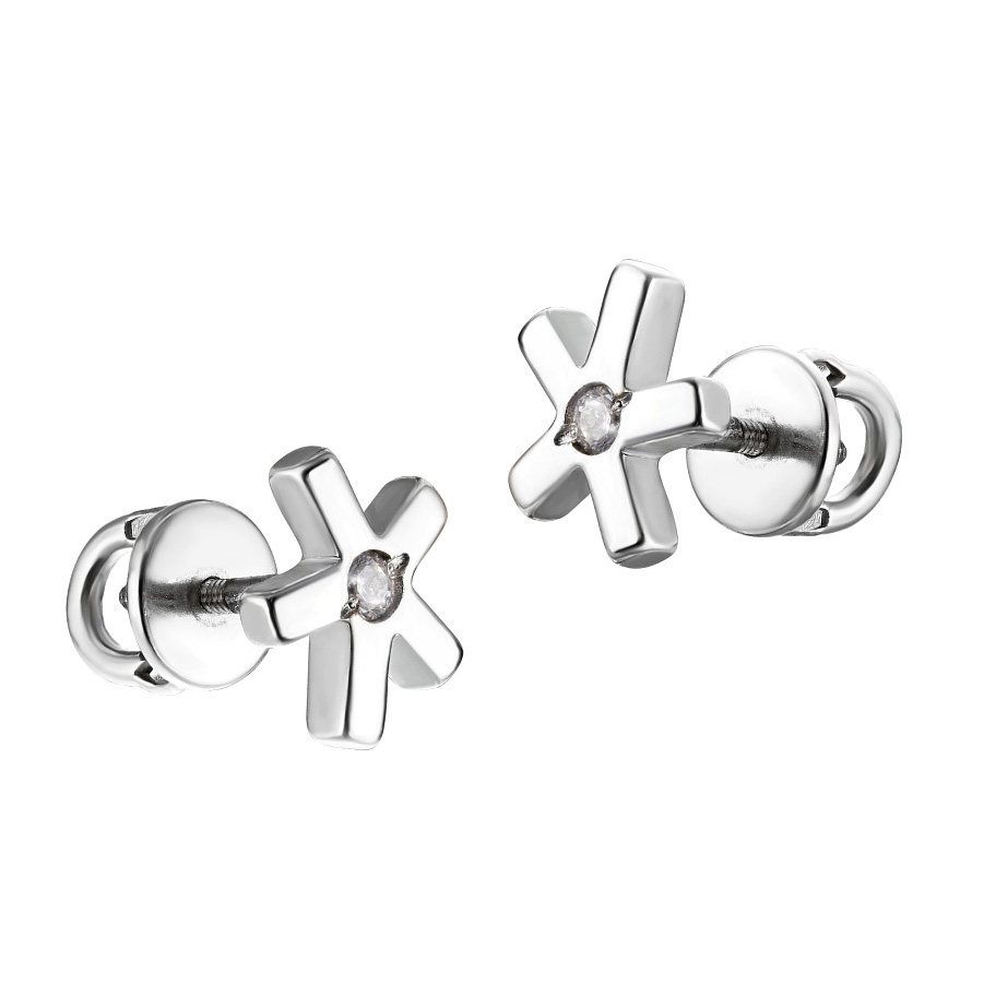 Серебряные серьги / Пусеты / Гвоздики  Серьги,Серьги Пусеты,Серьги Гвоздики,Серебро,с вставкой Фианит,с замком Пусет,Винтовой,Штыревой,Штифтовой,РОССИЯ