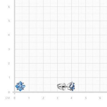 Серебряные серьги / Пусеты / Гвоздики с голубым фианитом, родий