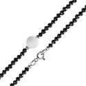 Бусы,Колье,Серебро,Камень,с вставкой Шпинель гидротермальная Белая,Черная цвета,с замком Карабинный,РОССИЯ