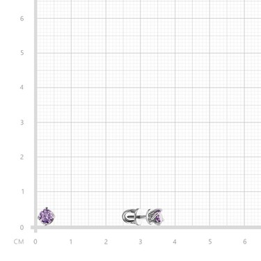 Серебряные серьги / Пусеты / Гвоздики с фиолетовым фианитом, родий