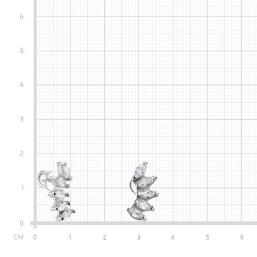 Серебряные серьги / Пусеты / Гвоздики с белыми фианитами, родий