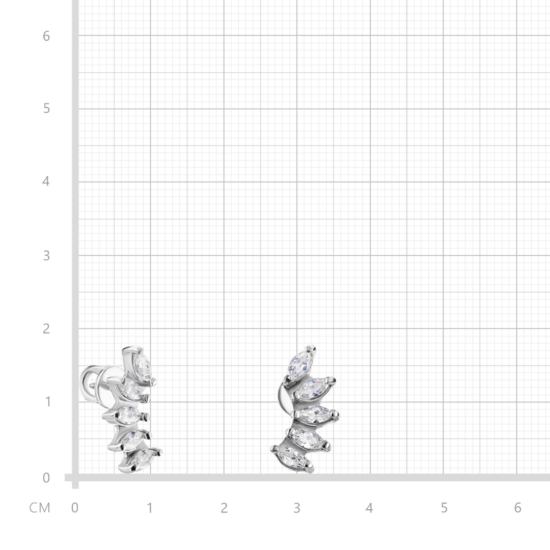 Серебряные серьги / Пусеты / Гвоздики с белыми фианитами, родий Серьги,Серьги Пусеты,Серьги Гвоздики,Серебро,с вставкой Фианит,с замком Пусет,Винтовой,Штыревой,Штифтовой,РОССИЯ