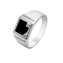 Серебряная мужская печатка с фианитами Кольцо,Перстень,Серебро,с вставкой Белая цвета,РОССИЯ
