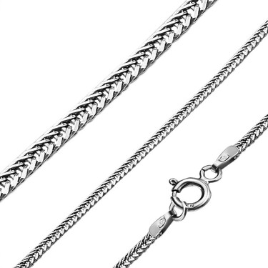 Серебряная тонкая женская цепь, плетение Скорпион, родий, ширина 2 мм