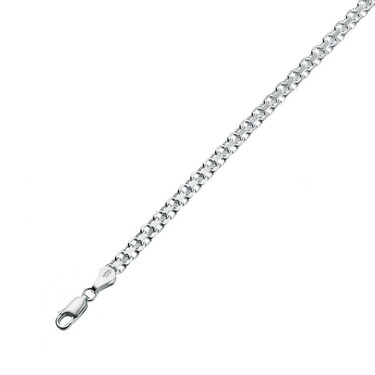 Серебряная светлая цепь, плетение Бисмарк 2-рядный, серебрение, ширина 4,7 мм