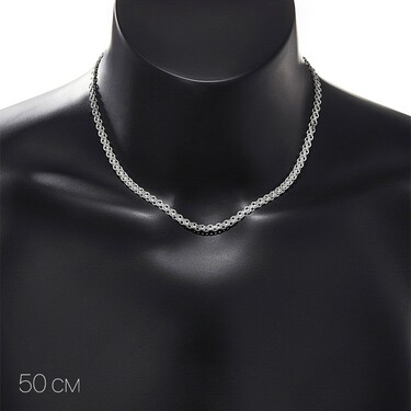 Серебряная светлая цепь, плетение Бисмарк 2-рядный, серебрение, ширина 4,7 мм