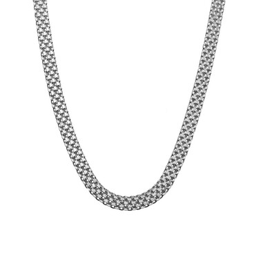 Серебряная светлая цепь, плетение Бисмарк 4-х рядный, серебрение, ширина 0,6 см