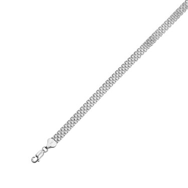 Серебряная светлая цепь, плетение Бисмарк 4-х рядный, серебрение, ширина 0,6 см