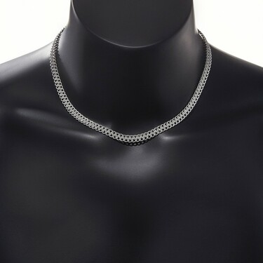 Серебряная светлая цепь, плетение Лав двойной, серебрение, ширина 0,66 см