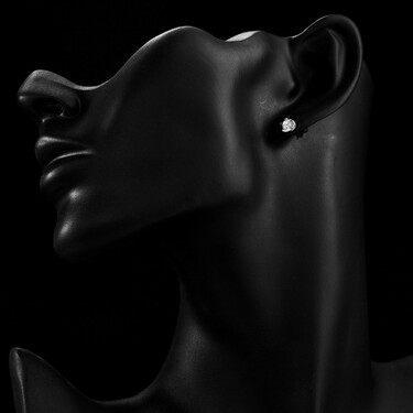 Серебряные серьги / Пусеты / Гвоздики с белым фианитом ,родий