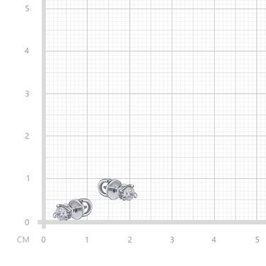 Серебряные серьги / Пусеты / Гвоздики с белым фианитом ,родий