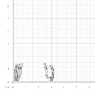 Серебряные серьги с фианитом, родий