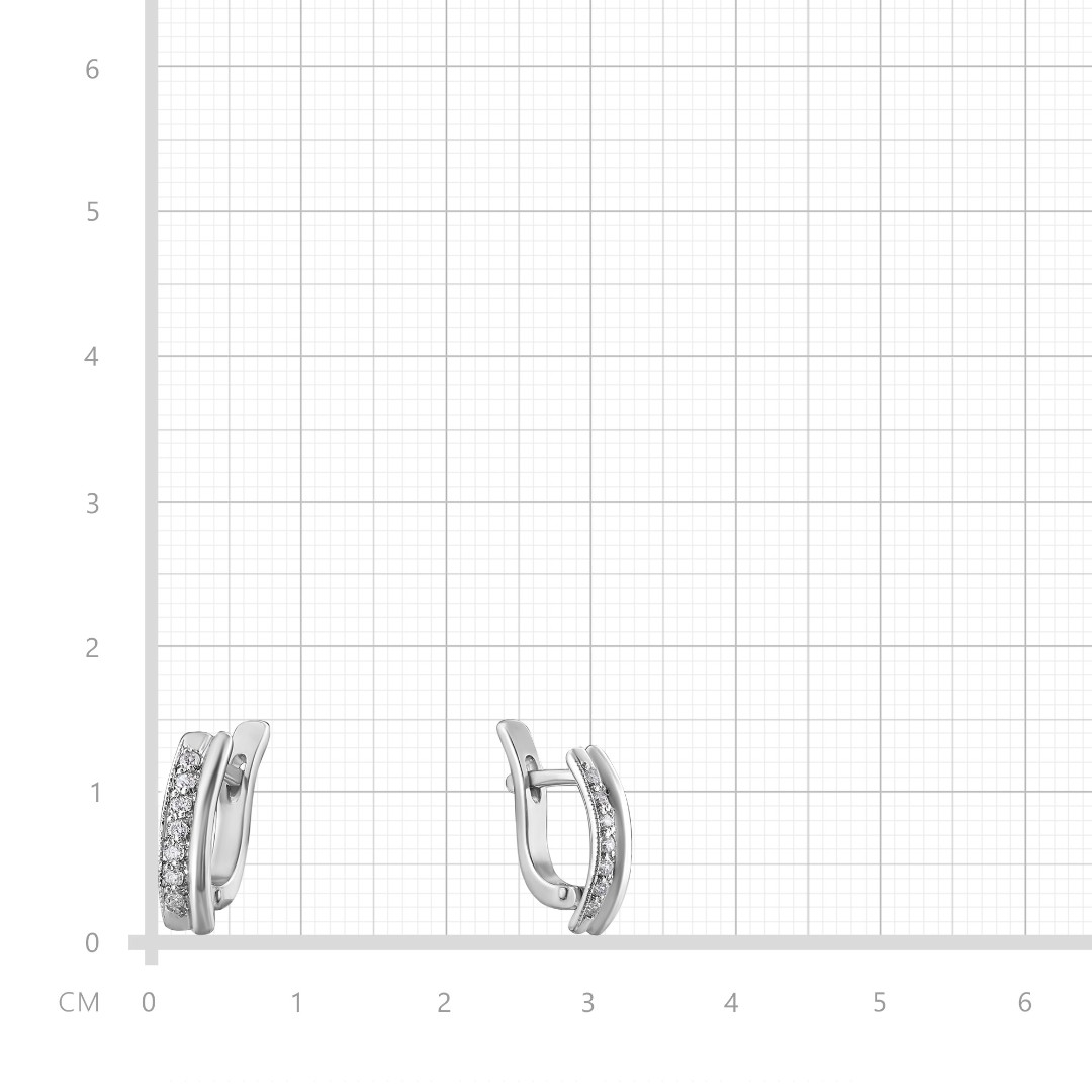 Серебряные серьги с фианитом, родий Серьги,Серебро,с вставкой Фианит,с замком Английский,РОССИЯ
