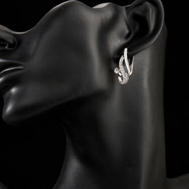 Серебряные серьги с фианитом, родий