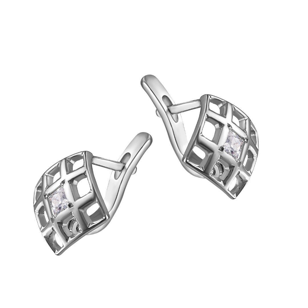 Серебряные серьги Серьги,Серебро,с вставкой Фианит,с замком Английский,РОССИЯ