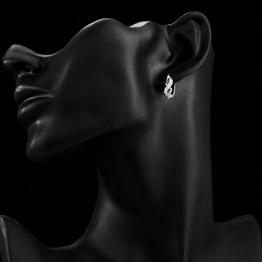 Серебряные серьги с фианитом, родий