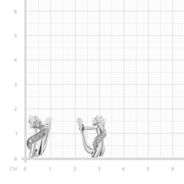 Серебряные серьги с фианитом, родий