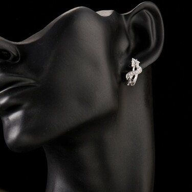 Серебряные серьги с фианитом, родий