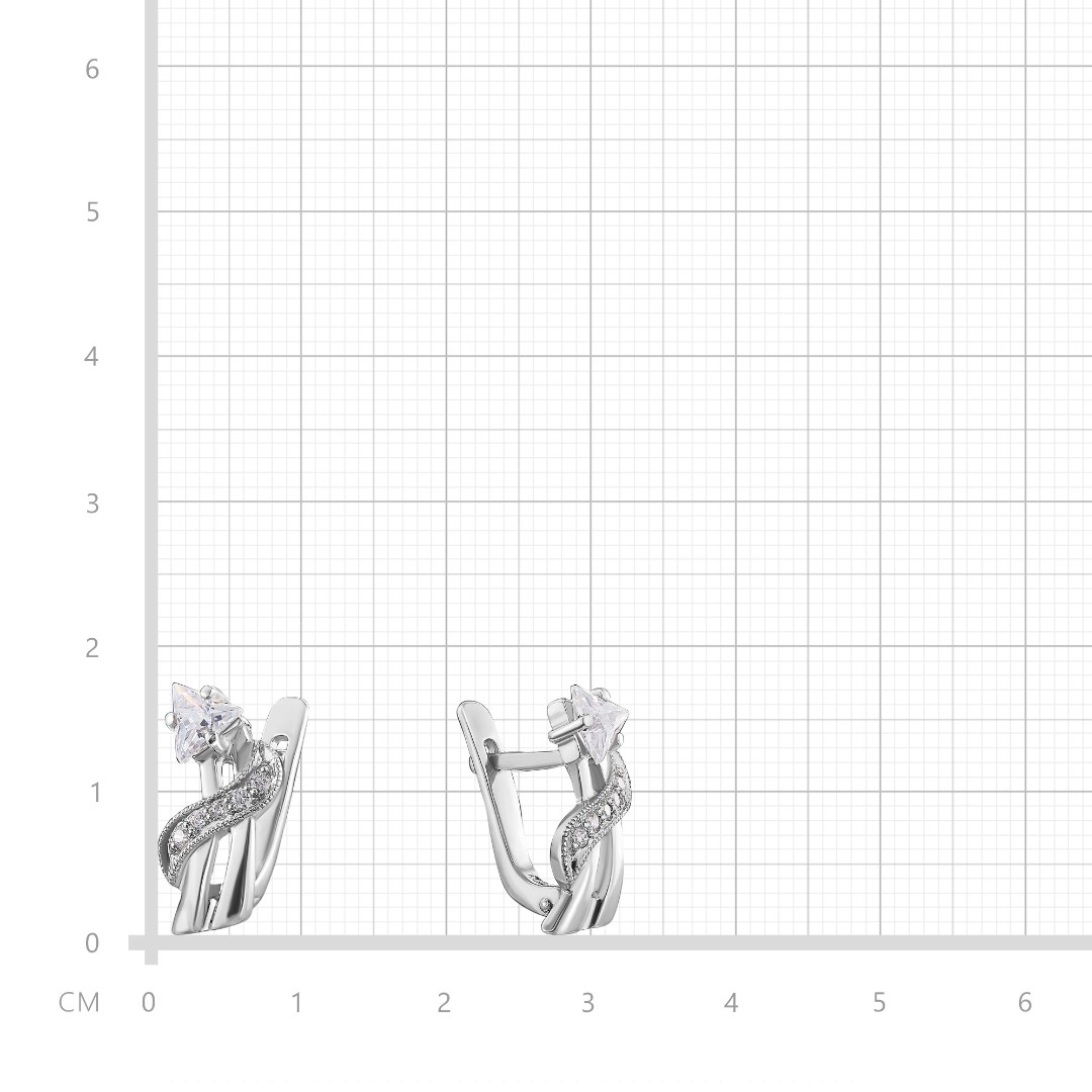 Серьги,Серебро,с вставкой Фианит,с замком Английский,РОССИЯ