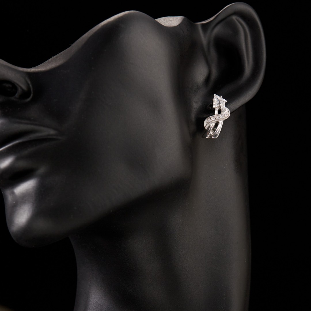 Серьги,Серебро,с вставкой Фианит,с замком Английский,РОССИЯ