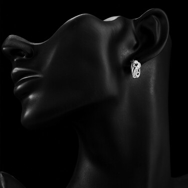 Серебряные серьги с фианитом, родий