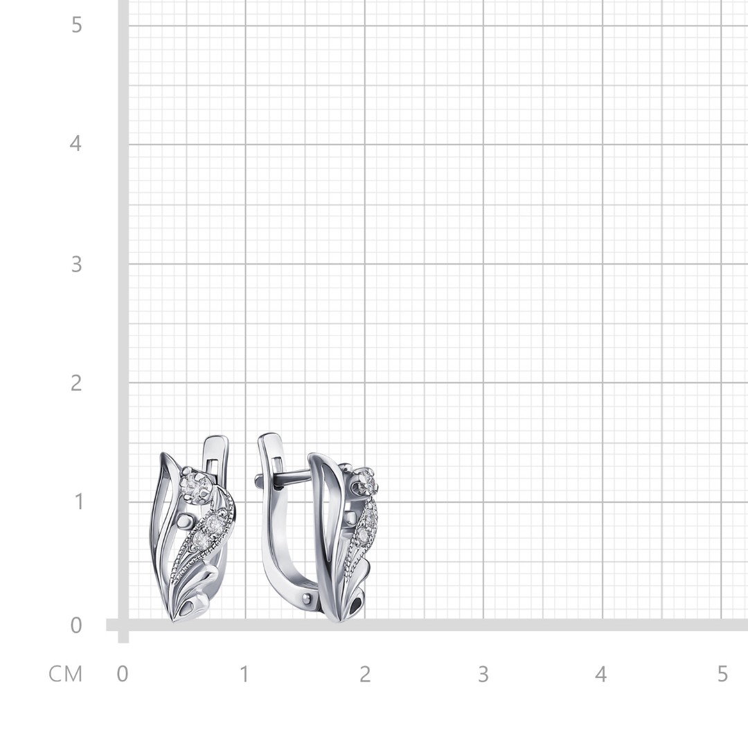 Серьги,Серебро,с вставкой Фианит,с замком Английский,РОССИЯ