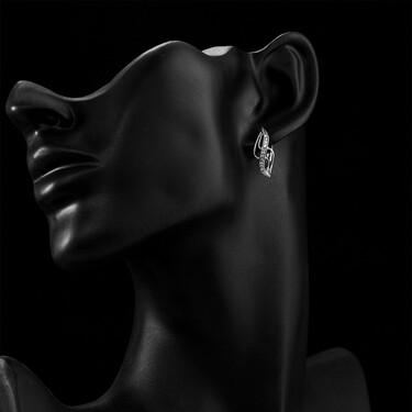 Серебряные серьги с фианитом, родий