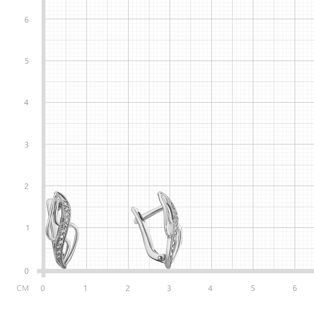 Серебряные серьги с фианитом, родий Серьги,Серебро,с вставкой Фианит,с замком Английский,РОССИЯ