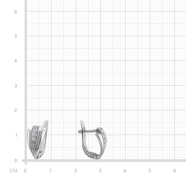 Серебряные серьги с фианитом, родий