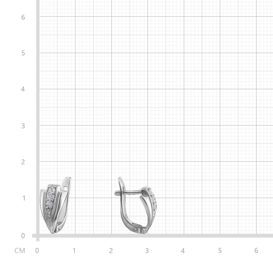 Серебряные серьги с фианитом, родий Серьги,Серебро,с вставкой Фианит,с замком Английский,РОССИЯ