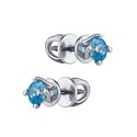 Серебряные серьги / Пусеты / Гвоздики с голубым фианитом, родий Серьги,Серьги Пусеты,Серьги Гвоздики,Серебро,с вставкой Фианит Голубая цвета,с замком Пусет,Винтовой,Штыревой,Штифтовой,РОССИЯ