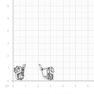 Серебряные серьги с фианитом, родий