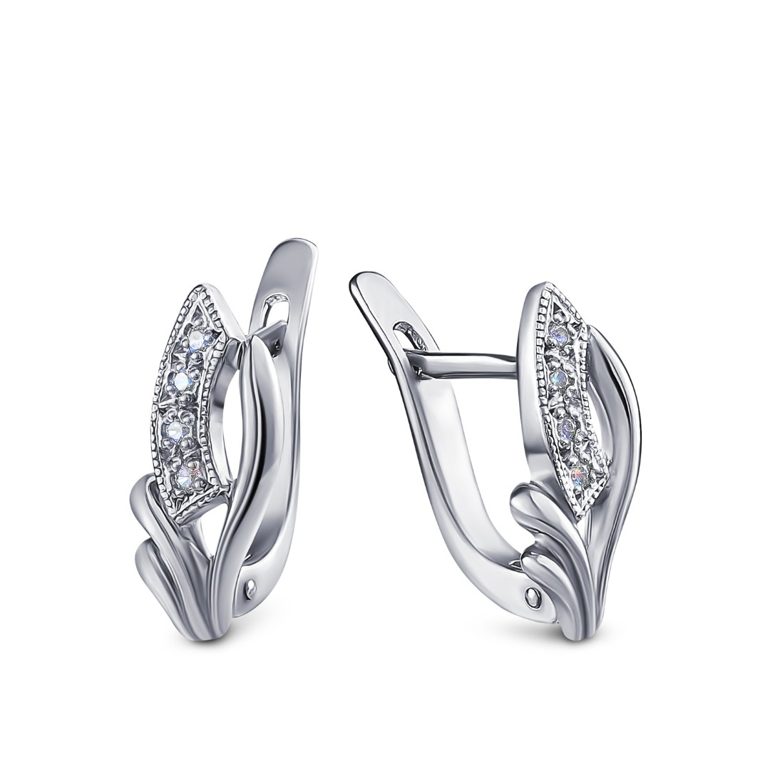 Серьги,Серебро,с вставкой Фианит,с замком Английский,РОССИЯ