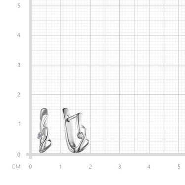 Серебряные серьги с фианитом, родий