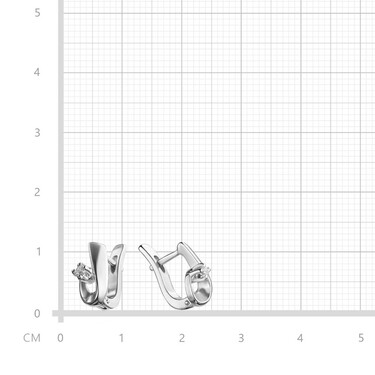 Серебряные серьги с фианитом, родий