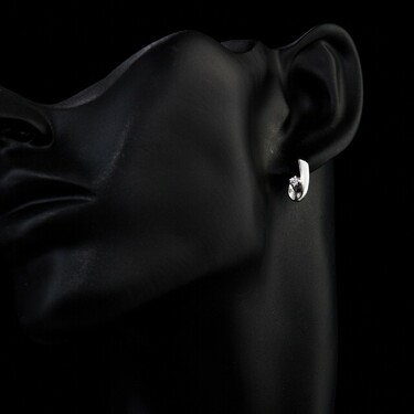 Серебряные серьги с фианитом, родий