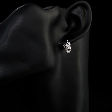 Серебряные серьги с фианитом, родий