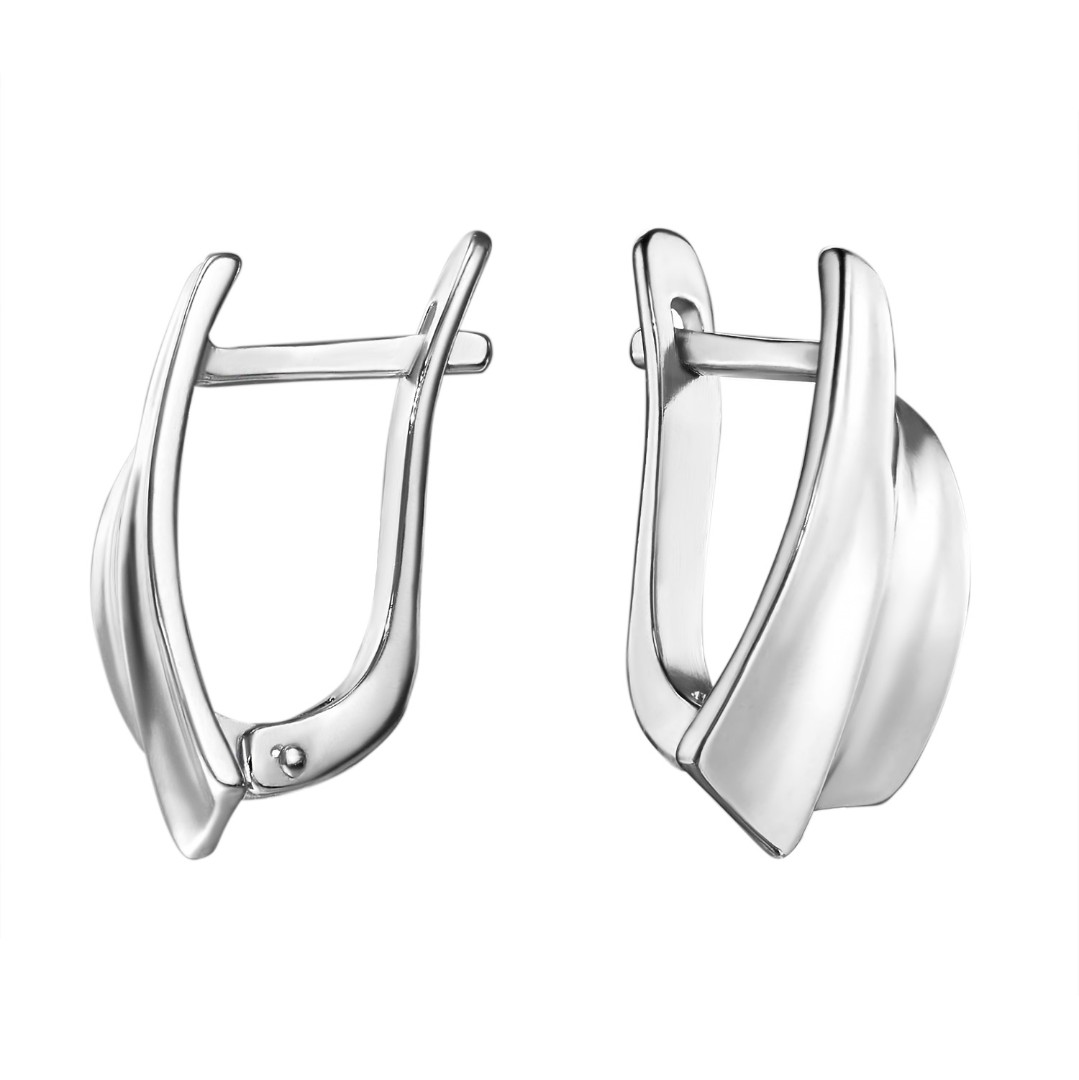 Серебряные серьги, родий Серьги,Серебро,с вставкой Без вставок,с замком Английский,РОССИЯ