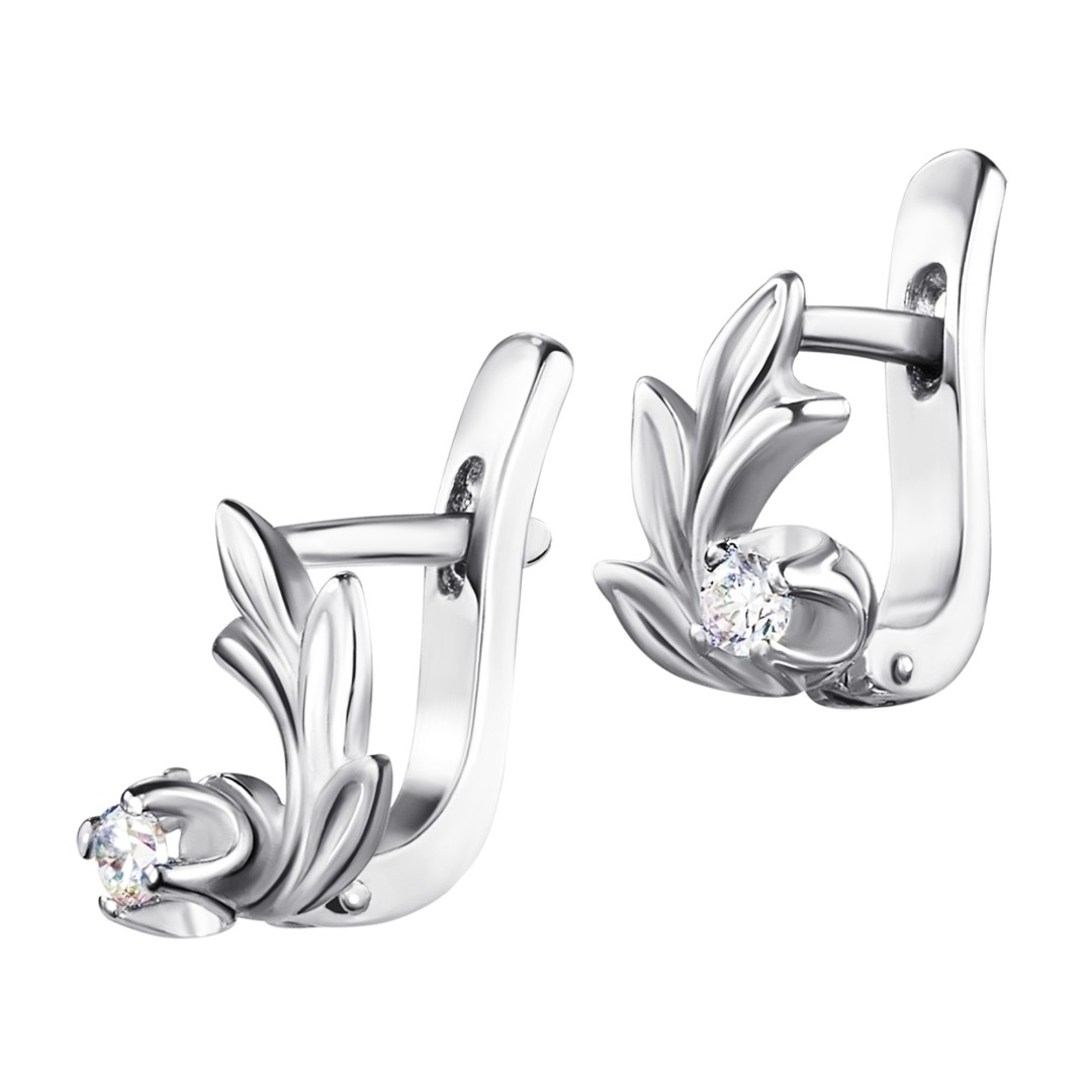 Серебряные серьги  Серьги,Серебро,с вставкой Фианит,с замком Английский,РОССИЯ