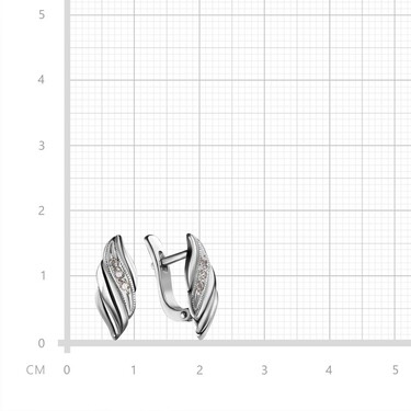 Серебряные серьги с фианитом, родий