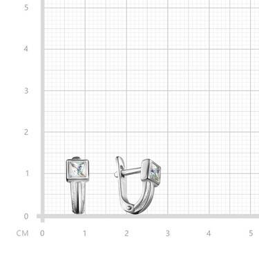 Серебряные серьги с фианитом, родий