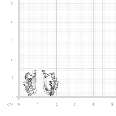 Серебряные серьги с фианитом, родий